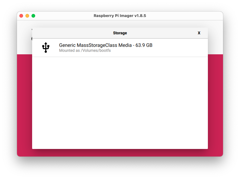 Selection of the microSD card
