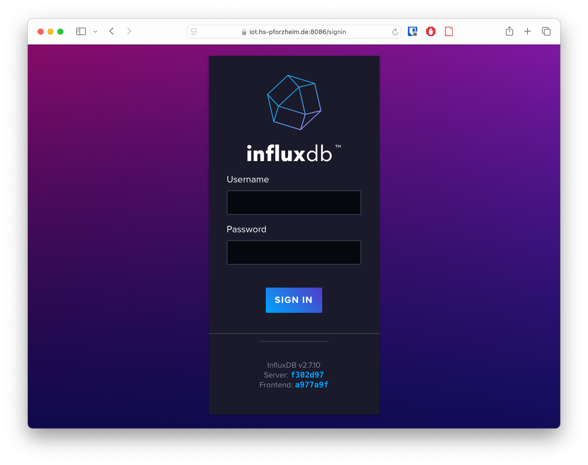 InfluxDB Login Overview