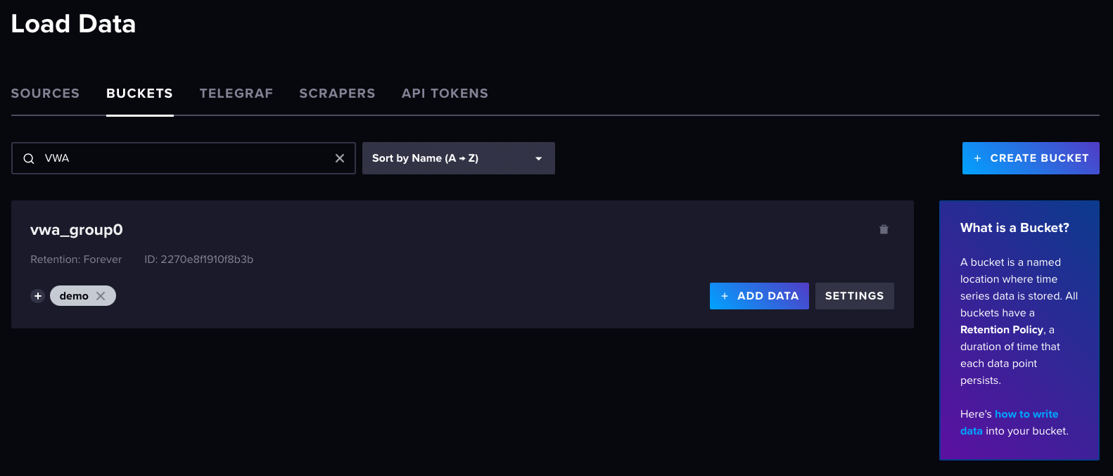 InfluxDB Load Data in Buckets