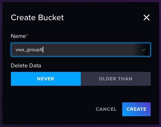InfluxDB Load Data in Buckets