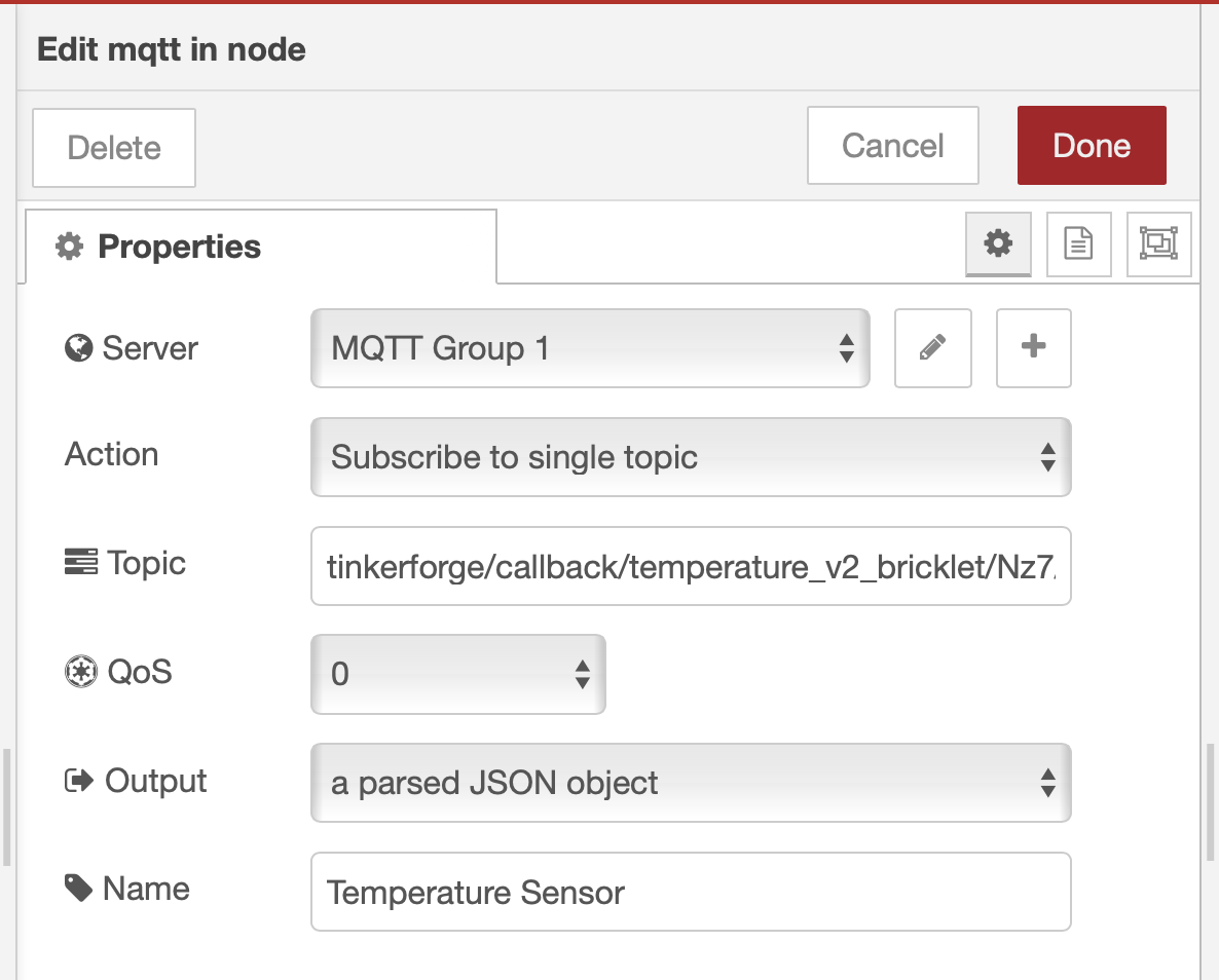 MQTT input node overview