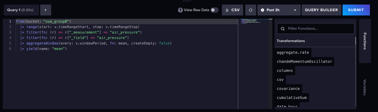 Query Explorer of InfluxDB